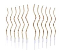 36 Pièces Bougie Anniversaire, Bougies d'anniversaire Torsadées Bougies de Gâteau en Spirale avec Supports,Convient pour les Gâteaux,les Fêtes,les Mariages,les Décorations de Fête,Couleur champagne