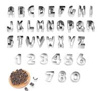 36 pièces de coupe-lettres en acier inoxydable, Coupe-biscuits lettres et chiffres, emporte-pièce, emporte-pièces en acier inoxydable, pour la décoration de biscuits de gâteau