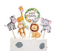 36 pièces de décoration de gâteau Animaux sauvages, Jungle Safari Dessus de gâteau,Jungle Cupcake Topper Couvercle de gâteau Muffin pour bébé Enfants Garçons Anniversaire Décoration de fête