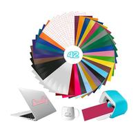 36 pièces de vinyle intelligent permanent pour Cricut avec 6 films de transfert pour traceur, 14 x 30,5 cm, film de traceur autocollant pour Cricut Joy, accessoires vinyle pour traceur