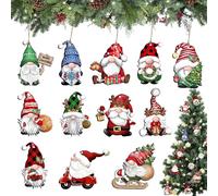 36 Pièces Decoration Noel Sapin Bois,Gnomes Deco Sapin De Noel Bois,Deco Noel Sapin avec Corde,Pendentif en Decoration De Noel pour Sapin,Rouge Decoration Noel Bois,Ornements De Noël en Bois