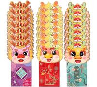 36 Pièces Enveloppe Rouge en Papier Style Chinois Dragon 2024 | Papier Épais et Résistant, Motif Délicat et Coloré, pour Donner Pièces, Billets et Petits Objets Style Aléatoire