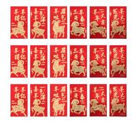 36 Pièces Enveloppes Rouges 2027 Année du Chèvre, en Papier | Feuillage Doré en Relief, Motif Mouton Festif, pour Fêtes, Photos de Groupe et Échanges du Nouvel An