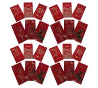 36 Pièces Enveloppes Rouges 2027 Année du Mouton en Papier Gaufré | Feuille Dorée et Paillettes, Style Mouton Moderne Classique, pour Billets 100 Rmb sans Pliage