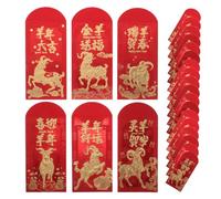 36 Pièces Enveloppes Rouges Nouvel An 2027 Motif Chèvre, Lot 6 en Papier | Feuille D’or Estampée, Format 6,6x3,5 Pouces, pour Cartes et Espèces, Visites Festives