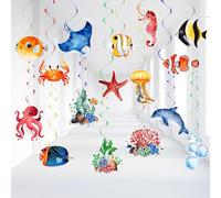 36 Pièces Guirlande Spirale Animaux Marins, Tourbillons Suspendus de Poissons Tropicaux, Décoration Spirale a Suspendre Océan, Tourbillon Suspendu pour Fête Thème Océan Anniversaire Baby Shower (B)