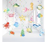 36 Pièces Guirlande Spirale Animaux Marins, Tourbillons Suspendus de Poissons Tropicaux, Décoration Spirale a Suspendre Océan, Tourbillon Suspendu pour Fête Thème Océan Anniversaire Baby Shower (A)