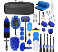 36 Pièces Kit Nettoyage Voiture,Kit de Brosse Nettoyage Voiture pour l'intérieur et l'extérieur, Car details Brush car Wast set, kit de Nettoyage de voiture pour Fentes de Ventilation,Roues,Surfaces