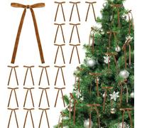 36 Pièces Noeuds de Ruban de Noël en Velours Marron 13 x 18cm Ornements Arbre de Noël Bowknot Décoration Noeud de Ruban de Velours Vintage pour Couronnes de Noël, Guirlandes, Décorations d'arbres