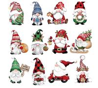 36 Pièces Pendentifs de Noël, Ornements Nains en Bois, Décorations d'arbre de Noël à Motifs Multiples, Ornements Suspendus avec 12 Motifs Différents, Décoration de Noëls à Suspendre