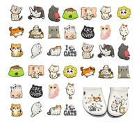 36 Pièces Pins pour Crocs, Shoe Charms, jibbitz Crocs PVC, Mignons Chats Charmes de Chaussures pour Filles Garçons Femmes, Anniversaire Festival Cadeau