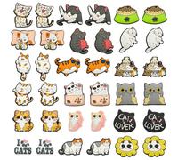 36 Pièces Pins pour Crocs, Shoe Charms, Mignons Chats Charmes de Chaussures pour Filles Garçons Femmes, Anniversaire Festival Cadeau