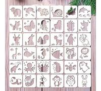 36 pièces, Pochoirs d'animaux de 3 pouces. Un ensemble de modèles de peinture réutilisables pour dessiner des hiboux, des poulpes, des lapins, des renards, des moutons, des cerfs et d'autres modèles d