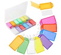 36 Pièces Porte Clés Porte Clef en Plastique de 5 cm，Étiquettes en Papier Vierge Lignées Couvercles Transparents，Pour Identificateur de Clé de Porte, Valise, Hôtel, Animal de Compagnie