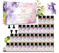 36 pièces/Set Huiles Essentielles de Parfum EUQEE Parfum Fragrance Longue Durée Huile Essentielle Pour la Fabrication de Bougies, Parfums, Aromathérapie, Humidificateurs, Cadeaux (5ml/0,17fl.Oz) Verre
