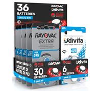 36 piles pour appareils auditifs Rayovac Extra Advanced 675. 36 piles : 30 Rayovac + 6 auditives