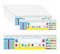 36 plaques signalétiques de bureau PCS, étiquettes de nom de bureau en film PET double face avec alphabet, chiffres, fractions, formes, couleurs et règle Plaque signalétique effaçable et réutilisable