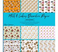36 Sheets Milk & Cookies-Themed Decorative Paper Pad for Scrapbooking: 9 Single-Sided Designs 8.5" x 8.5" for Crafts