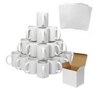 36 Tasses à Sublimation Blanches 325 ml Vierges Presse à Chaud Boîte à Transport