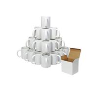 36 Tasses Blanches Personnalisables Revêtues en Polymère avec Boites en Carton