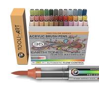 36 tons de terre Stylos de peinture acrylique à pointe flexible avec contrôle de débit automatique de 1-5 mm pour peinture sur roche, coloriage, calligraphie, scrapbooking, verre, tasses, bois, métal