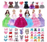 36 Vêtements Compatible avec Barbie Poupée, 10 Chaussures+20 Robe+3 Ensemble de Bikini+3 Vêtements Formels dans l'ordre Aléatoire pour Les Filles Cadeaux d'anniversaire