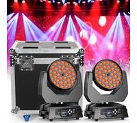36 x 10W Lyre LED RGBW Tête Mobile Avec Flight-case dmx512 Éclairage de Scène Zoom Wash Beam Effet Éclairage de Scène pour Noël, Fêtes, Clubs, Concerts, Mariages, Evénements Discothèques