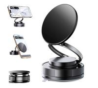 360° Adjustable Vacuum Magnetic Phone Holder,Rotation Sucker Suction Cup Phone Mount,Ultra-Strong Grip,Rock Solid,Dual-Axis Adjustability,No Trace,Reusable,for Car/Gym/Mirror/Shower (Black)