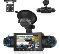 360° Car Dashcam,4 Cameras Front Rear Interior Left Right 1080P 8 LEDs IR Night Vision 3"" IPS Touch Screen Loop Recording G-Sensor Night Vision Dash Cam Car