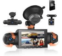 360° Car Dashcam, with 4 x 1080P Front and Rear Left Right Camera with 64G Card, 3"" Dash Camera Night Vision/Loop Video/G-Sensor/24H Parking Monitor/Parking Assist