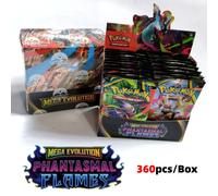 360 cartes Pokémon MEGA EVOLUTION Phantasmal Flames, jeu de cartes de combat, booster, carte de transaction, cadeau, boîte de 360 pièces MAGE-18 bgas