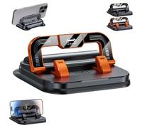 360° Dashboard Car Phone Holder with Strong Suction Cup, 2-in-1 Adjustable Viewing Angles Dashboard Mount with Hidden Emergency Contact Number Plate, Anti-Slip Holder for All Phones (Orange)