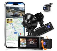 360° Dashcam 3 Caméras 2.5K Avant + 1080P Arrière, 3.16" Écran, Grand Angle, Vision Nocturne Ultra, GPS, WiFi & APP, G-Sensor, Enregistrement en Boucle, Aide au Stationnement, Vidéosurveillance 24h