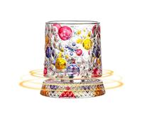 360 Degree Rotating Crystal Cup - Heavy Base spining Cocktail Glass, Premium Whiskey Wine Tumbler, Creative Motion Drinkware, Stylish Transparent Bar Accessory | For Men Couples Home Party Decor Gift