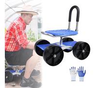 360 Degree Rotating Gardening Seat with Adjustable Height, 360°Rotating Garden Seats for Seniors, Gardening Stool for Planting, Garden Cart Rolling Stool Gardening Seat with Wheels, for Outdoor