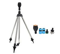 360 Degree Rotating Sprinkler Automatic Watering System Adjustable Tripod Irrigation Tool for Garden Lawn Yard Stainless Steel Plastic 22in to 35in Height 570g Weight