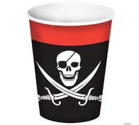 360 DEGREES 8 Gobelets en carton Pirate 260 ml - Noir - Taille Unique