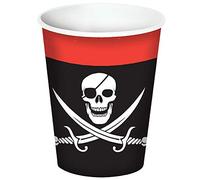 360 DEGREES 8 Gobelets en carton Pirate 260 ml - Noir - Taille Unique