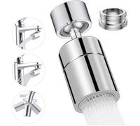 360 Degrés Aérateur de Robinet Pivotant, WOVTE 2 Modes Mousseur Robinet Economie Eau, Embout Robinet Rotatif,Argent