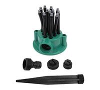 360 Degrés De Rotation Jardin Automatique Arroseur Multi Têtes Irrigation Outil pour Usage Agricole Vert en Plastique ABS Noir PVC 1 Arroseur 1 Base Post 3 Adaptateur