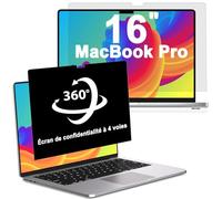 360° Filtre de Confidentialité pour MacBook Pro 16 Pouces (2021-2024,M1/M2/M3/M4/Pro, Max), Protecteur d'écran Anti-Espion Anti-Lumière Bleue, Antireflet Filtre Ecran Confidentialité Portable