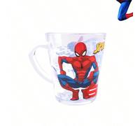 360 ml Tasse à brosse à dents transparente et incassable Spider-Man, licence officielle Marvel. Tasse de rinçage buccal pour la maison, tasse de lait, de café ou de thé pour le bureau, tasse en plasti