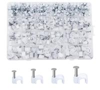 360 Pcs Cavalier Cable Electrique, Clip de Fixation Cable Electrique Murale, Attache Câbles, Serre-câbles avec Clou pour Câble Ethernet, électriques, téléphoniques, USB (M4, M6, M8, M10, blanches)