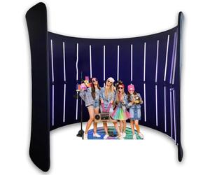 360 Photo Booth Background, 360 Degree Video Camera Booth - RGB LED Lights Vogu Booth, Enclosure FR-EE Customize Logo, for Wedding Parties Live Event