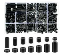 360 Pièces ABS Rondelle Caoutchouc, 14 Tailles Entretoise Plastique Rondelle M4 M3, Non-Filetées Entretoises pour Connexion de Circuits Imprimés - Noir