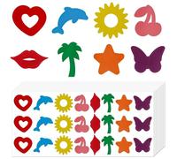 360 Pièces Autocollants Bronzage, 15 Feuilles Autocollants Bronzage Intérieur Auto-Adhésifs 8 Styles Autocollants Colorés Forme Cour, Dauphin, Cerise pour Lit Bronzage pour Été Plage Extérieur