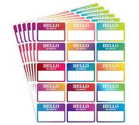 360 pièces de étiquettes autocollants « Hello My Name is » Stickers(7,6 x 5,2 cm), badges autocollants pour noms arc-en-ciel en 15 couleurs pour réunion, bureau, fête, salle de classe