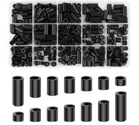 360 Pièces Rondelles d'Espacement Rondes, Nylon Entretoise Plastique Noire Sans Filetage, Entretoises Rondes en Nylon, pour Vis M3/M4