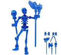 360° Poseable Skeleton Warrior Kit, 3D Printed Skeleton Action Figure, Halloween Human Torch Action Figure, Horror Tiny Fully Articulated Splicing Movable for Desktop Decorations(Dark Blue)