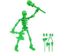 360° Poseable Skeleton Warrior Kit, 3D Printed Skeleton Action Figure, Halloween Human Torch Action Figure, Horror Tiny Fully Articulated Splicing Movable for Desktop Decorations(Vert)